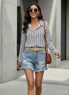 Indoprimo WomenS Striped Casual Stylish Shirt | Striped Western Shirt For Women