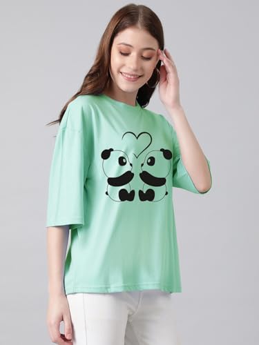 KOTTY Womens Cotton Blend Printed Oversized T-Shirts