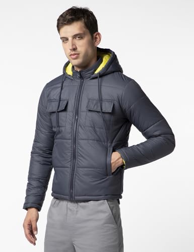 FYLTR Mens Lightweight Winter Puffer Jacket with Stand Collar & Hood- Full Zipper | Side Pockets