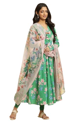 W For Woman Women'S Cotton Kurta Pant With Dupatta (23Auws19834-122361_Green),Xl