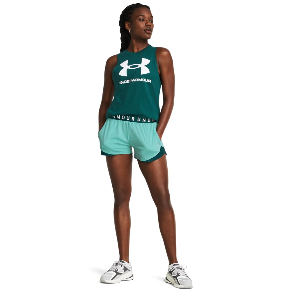 Under Armour Women's Play Up Twist 3.0 Shorts, (482) Radial Turquoise/Hydro Teal/White, X-Small