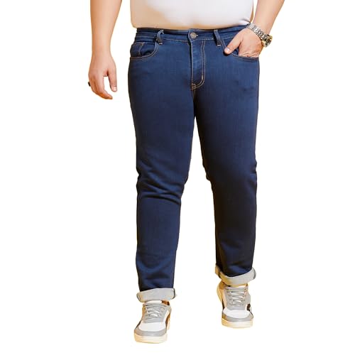 Bigbanana Plus Size MenS Regular Fit Solid Jeans (Inertia,Navy,8Xl)
