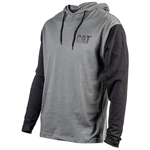 Caterpillar mens Upf Hooded Banner L/S Tee Shirt, Dark Shadow - Black, X-Large US