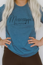 Mississippi My Home Heart State Graphic Tee T-Shirt