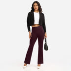 BlissClub AM:PM Cotton Flare Pants for Women Above 55 ft Tall | Wide Waistband, 4 Pockets | Bell Bottom Pants and high Waist Tr