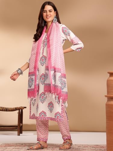 Lookmark Women Kurta Set: Ethnic Elegance In Every Stitch! Embrace Traditional Elegance With Our Printed Kurti Pant Dupatta Sets!