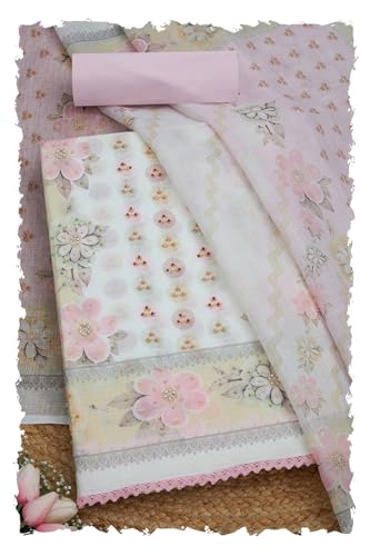 Soch Women Linen Floral Print Unstitched Dress Material with Cutdana