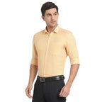 Turtle Men Pure Linen Yellow Solid Slim Fit Formal Shirts