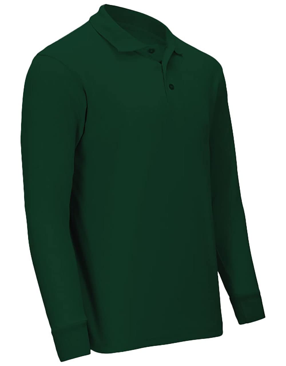 Premium Wear Men's Long Sleeve Polo Shirts - Stain Guard Polo Shirts for Men - Hunter Green - Medium