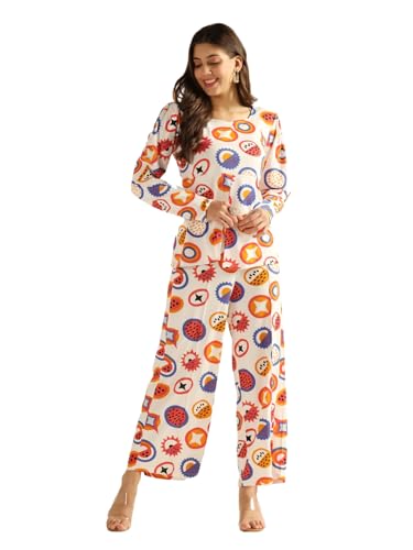 DHRUVI TRENDZ Womens Rayon Co-Ord Set Regular Fit Co-Ord Set (DT-W1803&TR859_White_S)