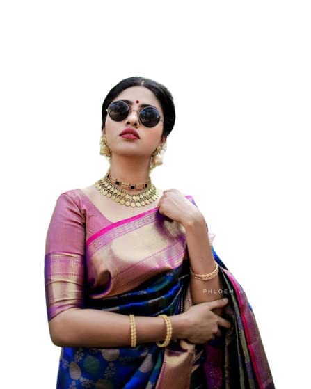 Flosive Ayn WomenS Present Banarasi Soft Lichi Silk Saree Beautiful Jacquard Rich Pallu Design Work Zari Woven Silk Style Saree