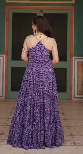 Wedani Faux Georgette Anarkali Kurta Set for Women Purple