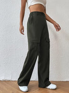 Leriya Fashion Women Cargo Pant | Woman Trousers | Womens HIGH-Waisted Pant | Women Trousers Pants Green