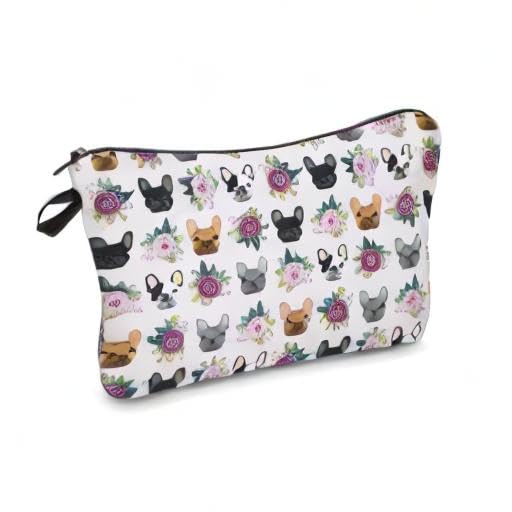 Cosmetic Bags for Women Small French Bulldog Purple Makeup Bag for Purse Travel Toiletry Bag Accessories Organizer Zipper Pouch