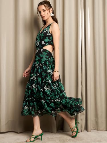 Rare WomenS Chiffon Fit And Flare Midi Dress (Ep8119_Black