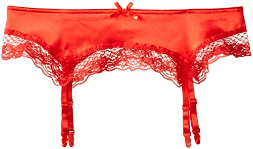 SATIN GARTER BELT RED Q/S