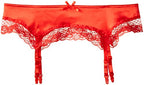 SATIN GARTER BELT RED Q/S