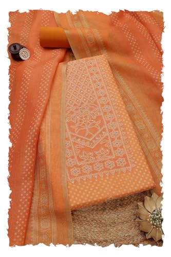 Soch Women Tissue Shimmer Bandhani Print Unstitch Dress Material with Sequins