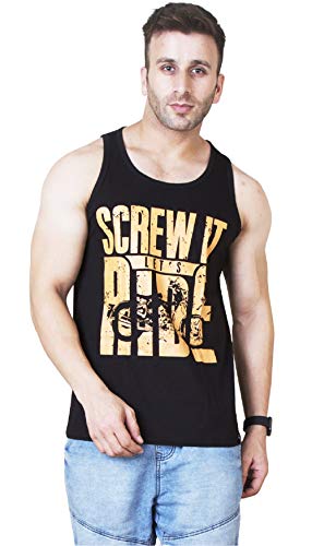 Veirdo Men's Round Neck Sleeveless Cotton Short Sleeve T-Shirt
