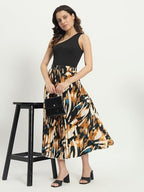 Kzully Crepe Western WomenS Skirts Yellow