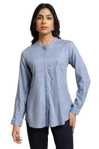 W Geometric Printed Shirt-Style Top for Women