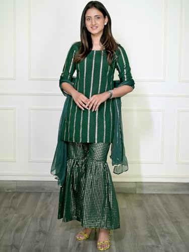 Libas WomenS Polyester Kurta Set (6867_Green