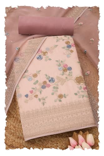 Soch Women Glass Tissue Floral Print Unstitch Dress Material with Thread Work