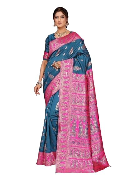 Varanga Women Banarasi Saree With Blouse Piece