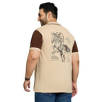 Bigbanana Plus Size MenS Regular Fit Printed Polo Tshirt(Yichun,Beige,6Xl)