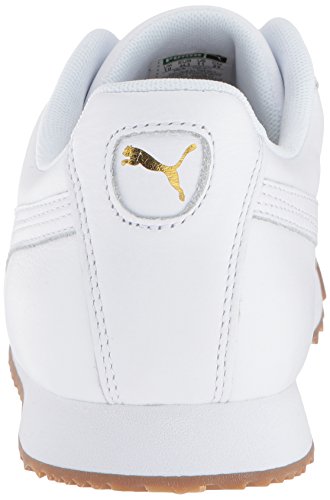 PUMA Men's ROMA CLASSIC GUM Sneaker, Puma White-Puma Team Gold, 9