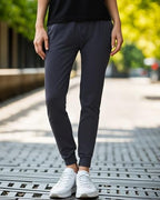 Bewakoof Womens Solid Cotton Blend Slim Fit Zipper Joggers