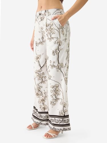 The Souled Store Gardenia White Polyester Blend Pants for Women and Girls - Elegant and Versatile Bottoms for Every Occasion