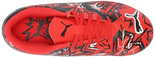 PUMA Ultra Play Firm Artificial Ground Sneaker, Red Black White, 3.5 US Unisex Big Kid