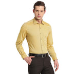 Turtle Men Mustard Cotton Solid Slim Fit Formal Shirts
