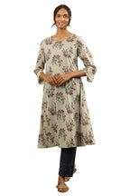 W For Woman Folksong By W Women Green Printed Cotton A-Line Kurta_24Maf11858-911190_L