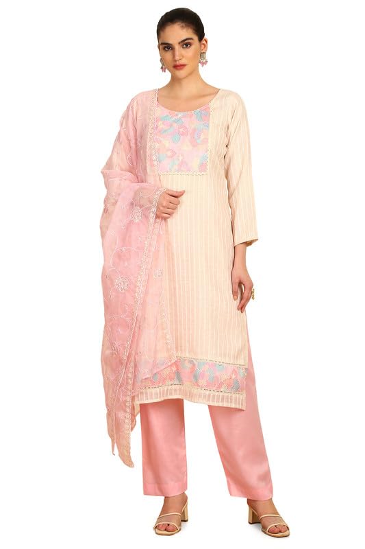 Soch Women Chanderi Unstitch Dress Material with Sequins