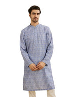 Manyavar MenS Cotton Blend Leaf Print Long Kurta (Greyish Blue,Xxl)
