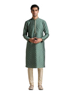 Manyavar Kurta Set For Men, Full Sleeves Mandarin Collar Ethnic Kurta Set For Engagement, Wedding & Party Blended Viscose