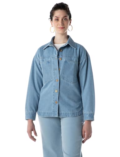 INKD Womens Denim Shacket (INKSS24WSHKT-411_Seaside Slate_XXL)