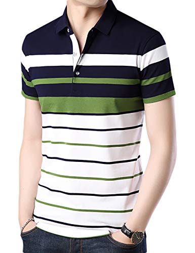 Eyebogler Men Regular Fit T-Shirt T285Hs1_As7-Whie-Navy-Green_1_M_White, Dark Navy Blue, Green_M