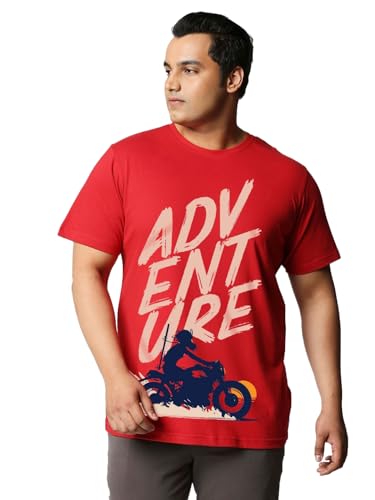 Bewakoof MenS Graphic Printed Oversized Plus Size T-Shirt_625693_Red_5Xl