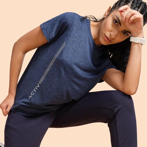 Enamor Womens Polyester Letter Print Relaxed Fit T-Shirt