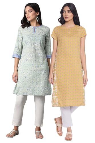 W For Woman Printed Rayon & Cotton Kurtas Combo | Straight Kurtas For Women Combo Pack Of 2