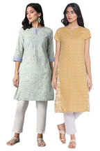 W For Woman Printed Rayon & Cotton Kurtas Combo | Straight Kurtas For Women Combo Pack Of 2