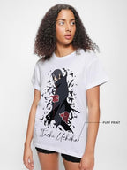 Bewakoof Official Naruto Merchandise Itachi Womens Graphic Print Boyfriend Fit Half Sleeve Round Neck Cotton Jersey T-Shirt_661