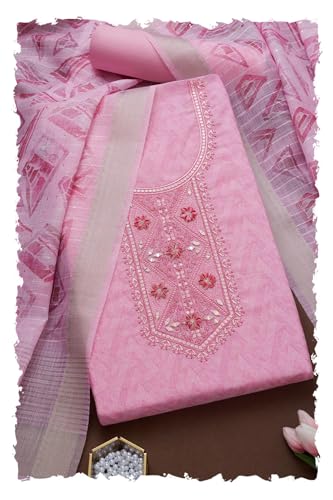 Soch Women Chanderi Geometric Print Unstitch Dress Material with Sequins