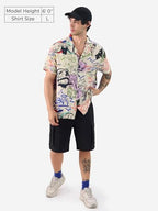 The Souled Store Official Popeye: Graffiti Men And Boys Short Sleeves Collared Neck Button Front Multicolor All Over Printed Ray