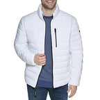 Calvin Klein Men's Lightweight Water Resistant Packable Down Puffer Jacket (Standard and Big & Tall), White, Large