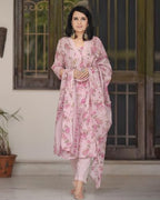 ANNI DESIGNER Women s Rayon Blend Kurta with Pants and Dupatta, Pink, 2XL