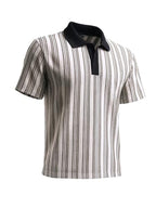 The Indian Garage Co Mens Boxy Fit Half Sleeves Vertical Striped Polo T-Shirt